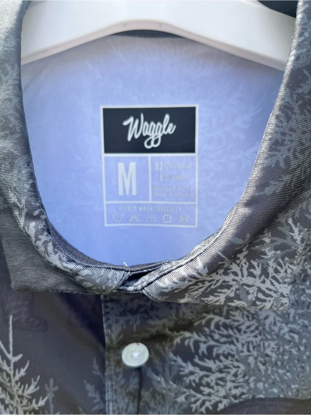 Waggle Ursa Major Polo Shirt Mens Medium Black Bear Print Golf Performance NWT - Picture 4 of 5